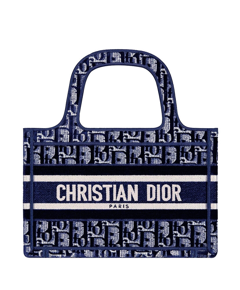 Christian Dior Mini Dior Book Canvas Tote Bag Dark Blue